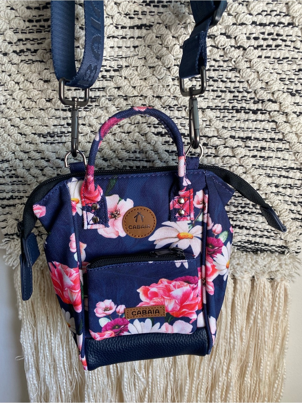 Navy Floral Mini Crossbody Bag